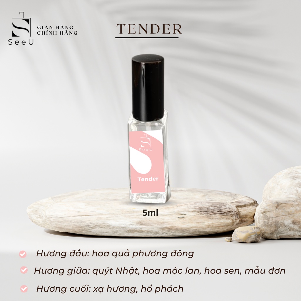 Tinh dầu nước hoa mini SeeU Tender hương thơm tươi mát, ngọt dịu, trong sáng chai 5ml