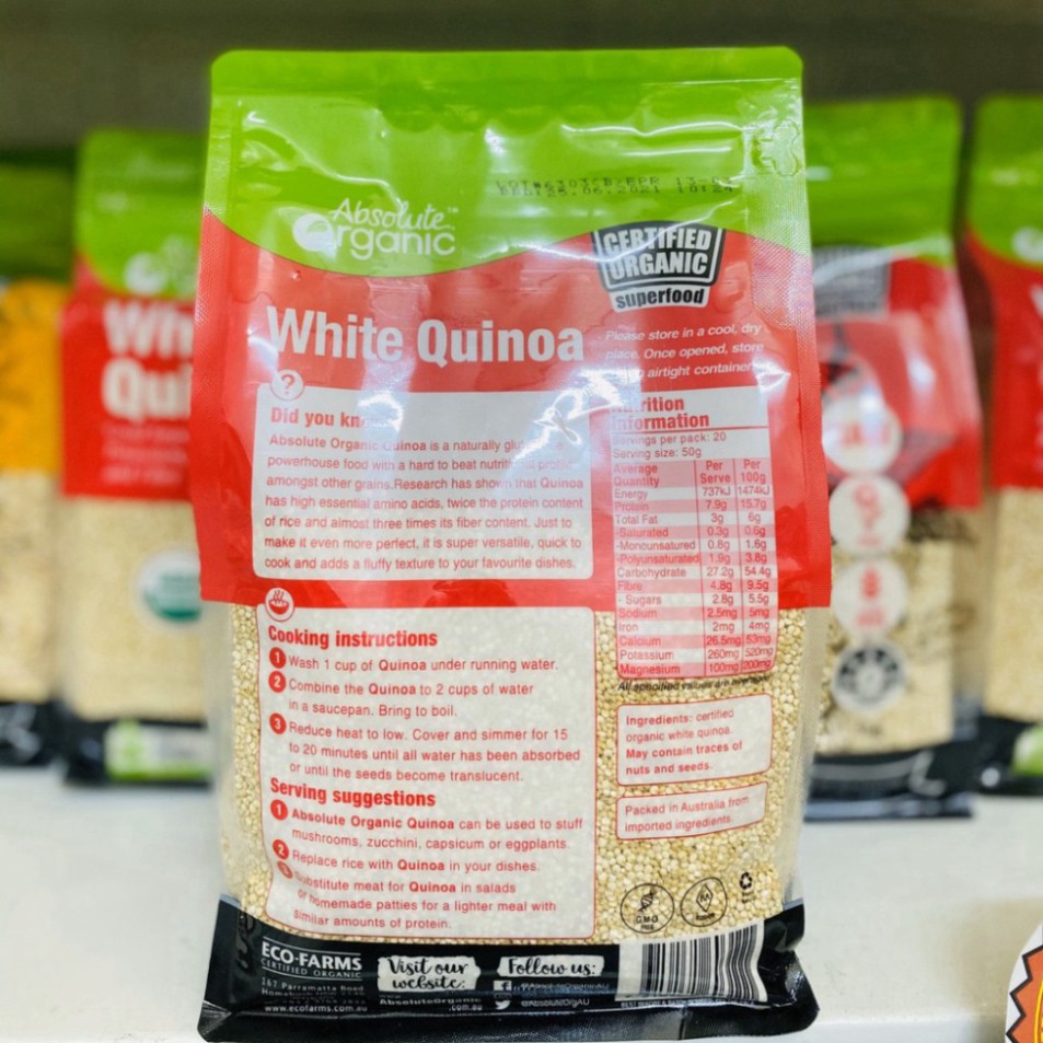 Hạt Diêm Mạch (Quinoa) Úc 1kg Absolute Chuẩn - Siêu Tốt Sức Khoẻ