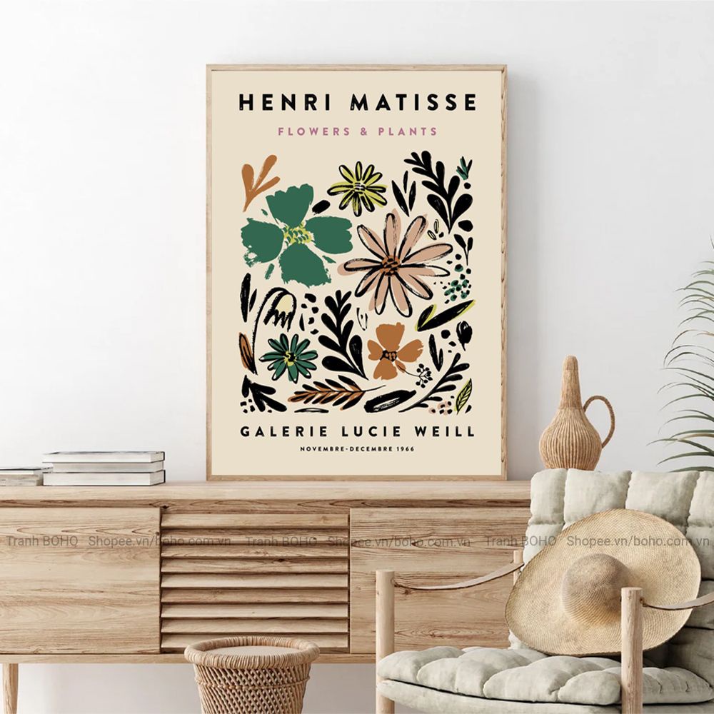Tranh MATISSE trừu tượng treo tường - Tranh canvas decor trang trí phòng khách phòng ngủ, tặng đinh 3 chân