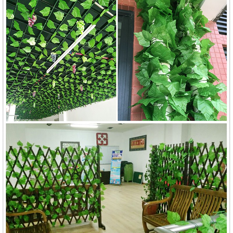 Combo 05 dây lá giả thả trần, trang trí tường, hàng rào, lan can xanh mát Anzzar