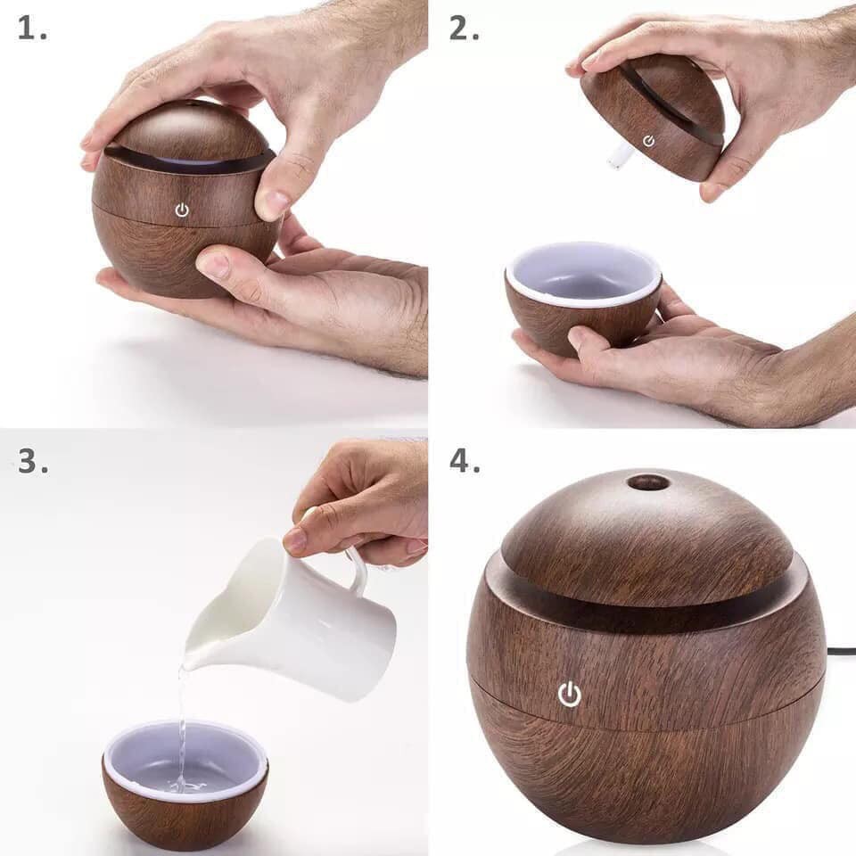 ⚡FREESHIP⚡ Máy xông tinh dầu Vân gỗ - Máy phun sương - HOME PLAZA
