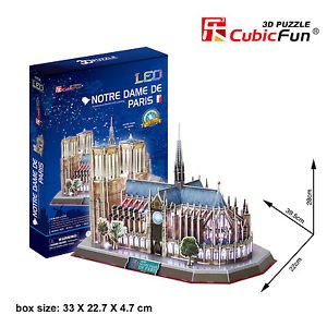 Mô hình giấy 3D CubicFun - Led Nhà thờ Đức Bà - Notre Dame De Paris (L173h)