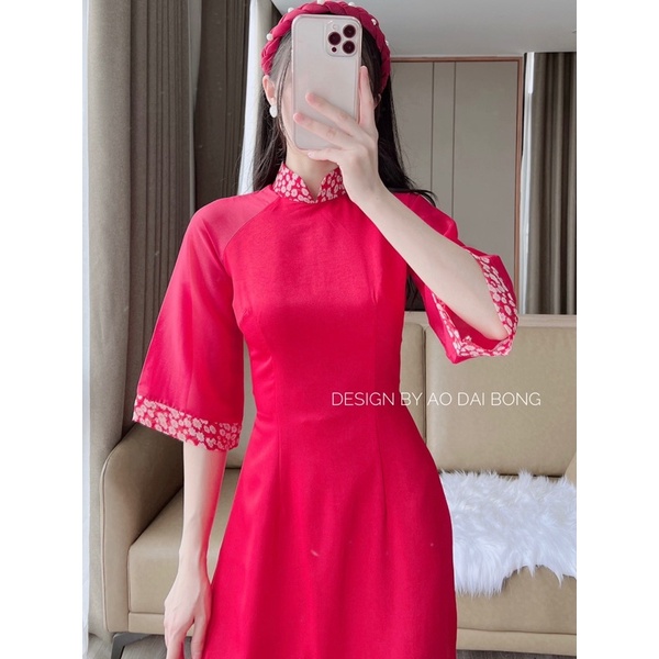 Áo dài nữ hoa nhí may sẵn làm bằng lụa ngọc trai dành cho nữ ( Chọn size phần mô tả) | BigBuy360 - bigbuy360.vn