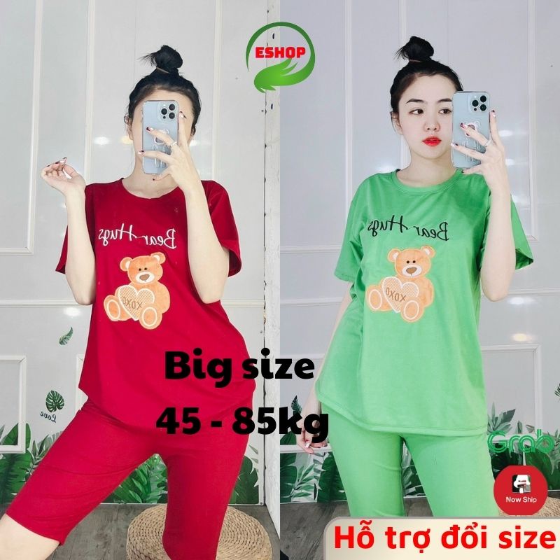 Đồ bộ bigsize nữ mặc nhà mùa hè đẹp dễ thương thun cotton quần lửng ngố đi chơi dễ thương trung niên ESHOP AD13