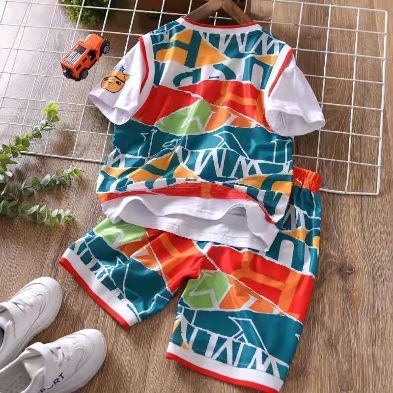 Bộ Đồ Đi Biển Giả Hai Mảnh Thoáng Khí Mau Khô Phong Cách Phương Tây Thời Trang Mùa Hè Hàng Mới Dành Cho Bé Trai Clo