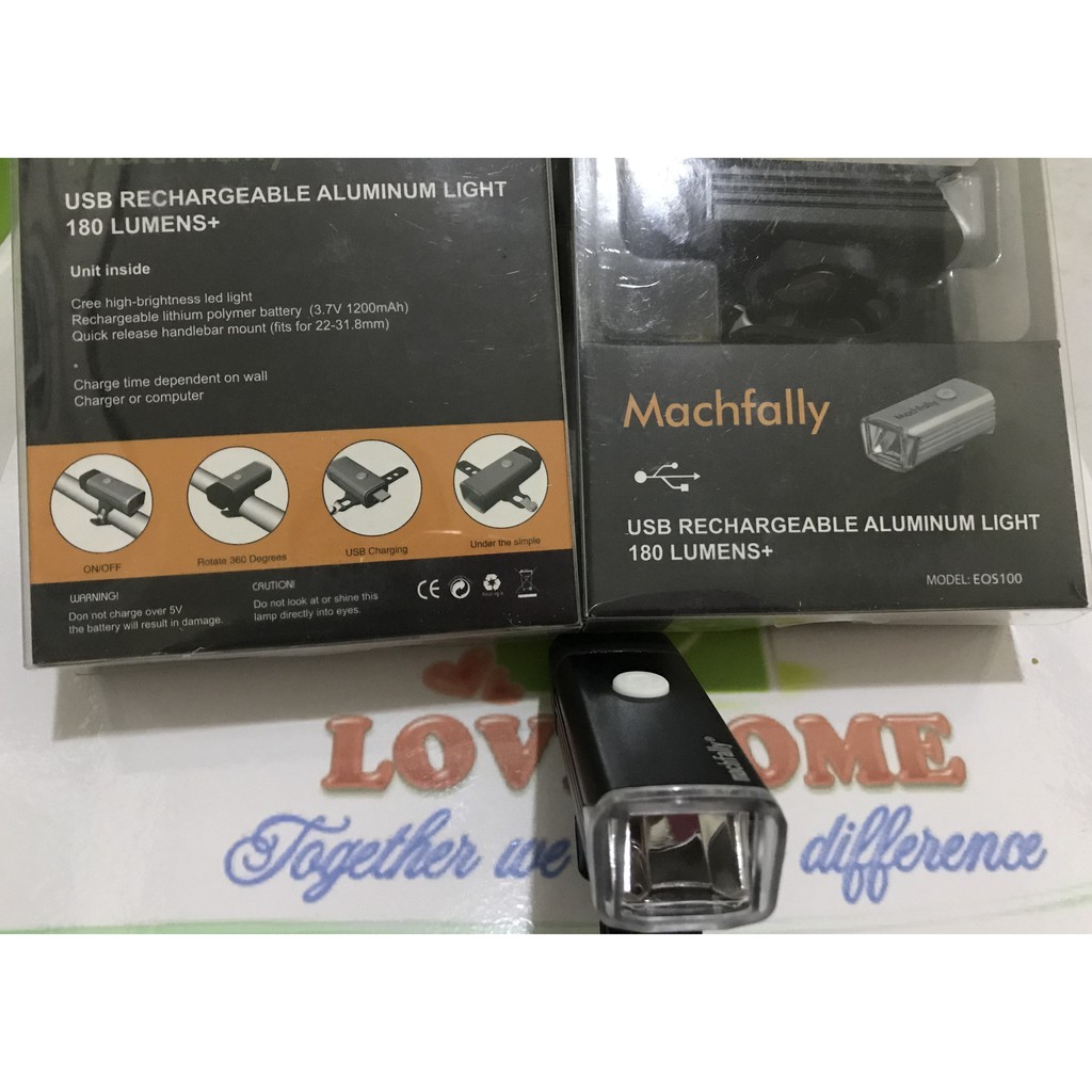 Đèn trước xe đạp siêu sáng Machfally sạc USB