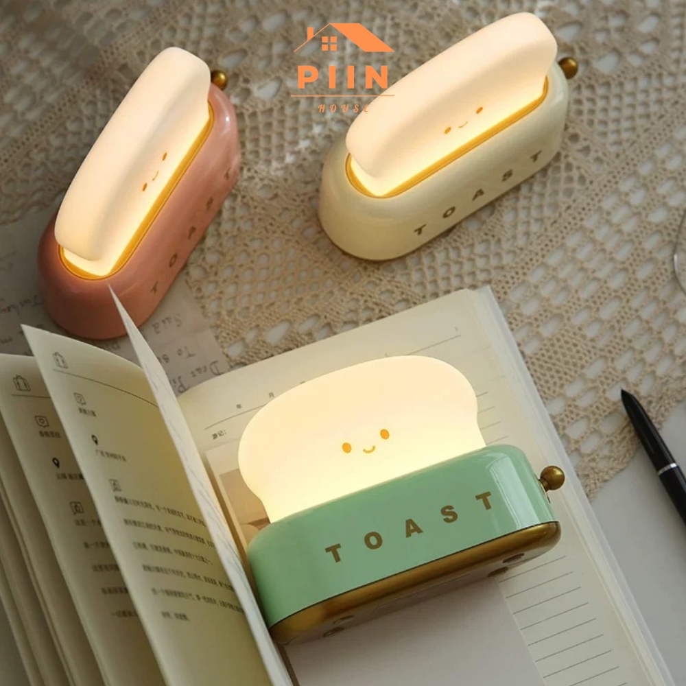 Đèn ngủ hình máy nướng bánh mỳ nhiều chế độ sáng có hẹn giờ PIIN HOUSE, quà tặng dễ thương