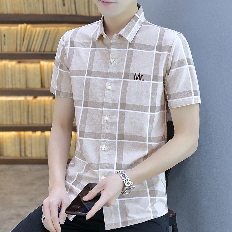 Áo Sơ Mi Nam Ngắn Tay Caro Hàn Quốc Họa Tiết MR ❤️ Sơ Mi Nam Caro Tay Ngắn Thời Trang PONIVA Phong Cách