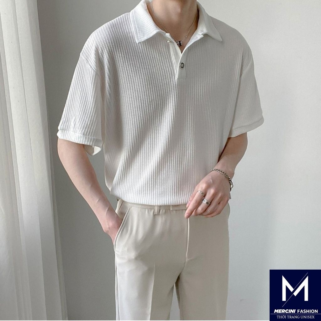 Polo Nam MERCINI áo thun nam bẻ cổ form rộng polo nam chống nhăn unisex cao cấp thời trang Hàn Quốc