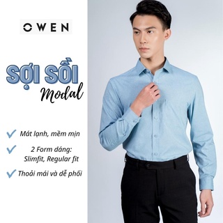 [SIZE 42] OWEN - Áo sơ mi dài tay Owen Sợi Sồi mềm mát màu xanh bạc hà 23417 Regularfit (Có túi ngực)