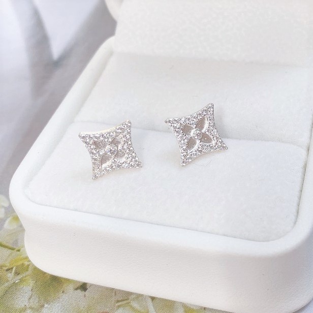 Bông tai bạc nữ hình thoi cá tính, khuyên tai chất liệu bạc ta cao cấp - Trang sức bạc Evasilver