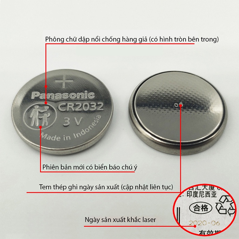 Pin Cúc Áo Panasonic CR2032 - CR2025 - CR2016 - CR1632 - CR1620 - CR1616 - CR1220 - CR2450 3V Lithium- Gia Dụng Tý Tẹo
