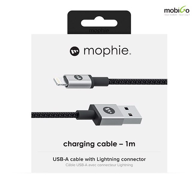 [CHÍNH HÃNG BH 2 NĂM]Dây Cáp Sạc Mophie Lightning 1M chuẩn MFI Cho iPhone, USB-A to Lightning