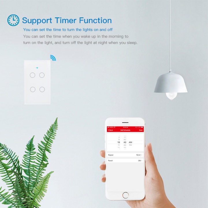 Công Tắc Wifi Tuya Smart Life RF433 Thông Minh Bản 1 2 4 Nút Bấm Cảm Ứng
