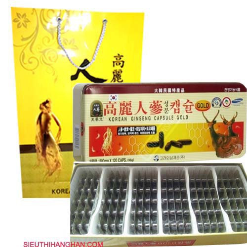 Khuyến mại Viên Đạm Tổng Hợp Hồng Sâm Nhung Hươu Linh Chi Vàng Gold, Hộp 120 viên