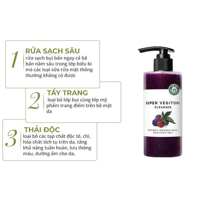 Sữa rửa mặt la Super Vegitoks chiết xuất rau củ giảm mụn tạo bọt dịu nhẹ cho da mụn RM03