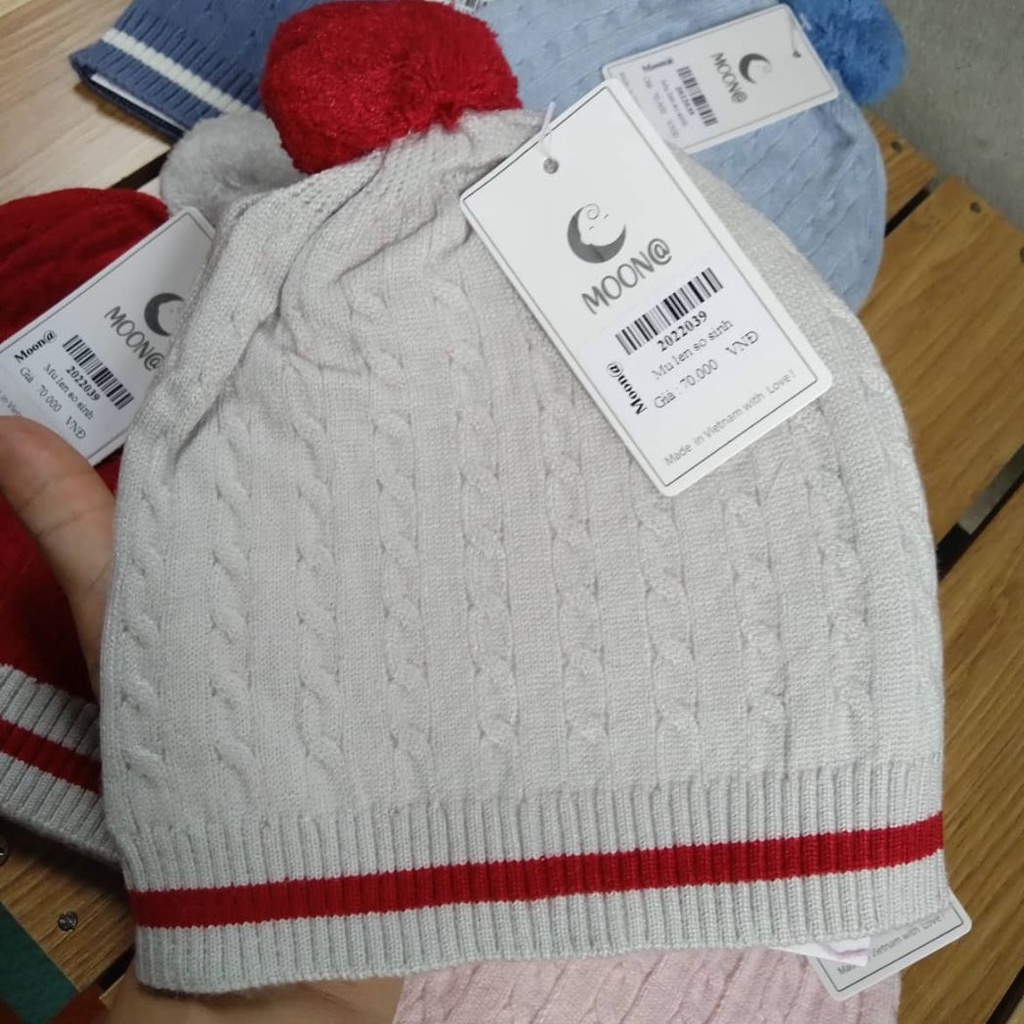 Mũ len xinh cho bé Moon siêu mềm, siêu xinh size 0-6M, 6-12M