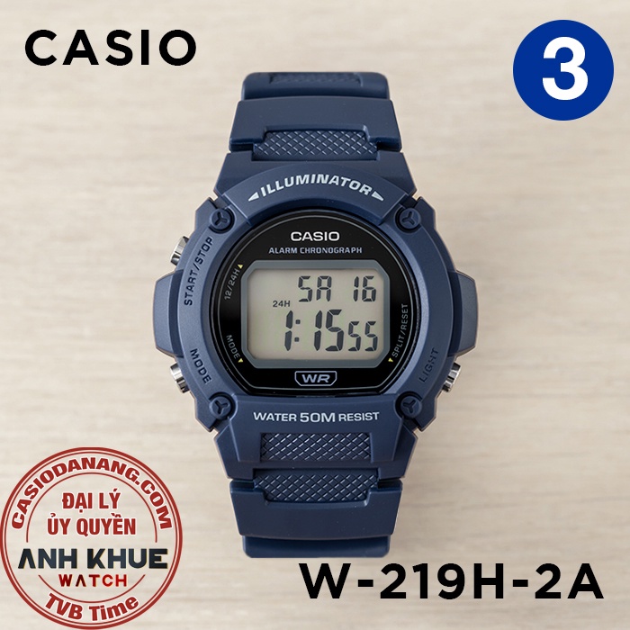 Đồng hồ nam dây nhựa Casio chính hãng Anh Khuê W-219 Series (47mm)