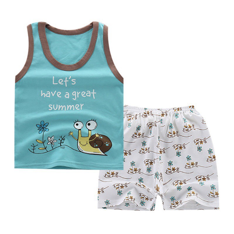 Bộ áo ba lỗ kèm quần short in họa tiết ngộ nghĩnh dành cho bé trai