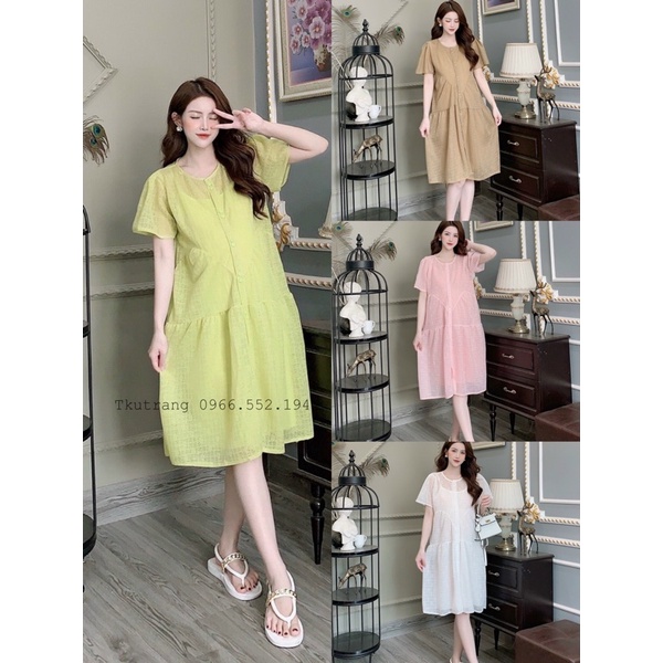 váy bầu voan thiết kế 2 lớp bèo đuôi cá Hàng loại 1,phù hợp đi biển,đi chơi,đi làm-Đầm bầu tiểu thư siêu xinh