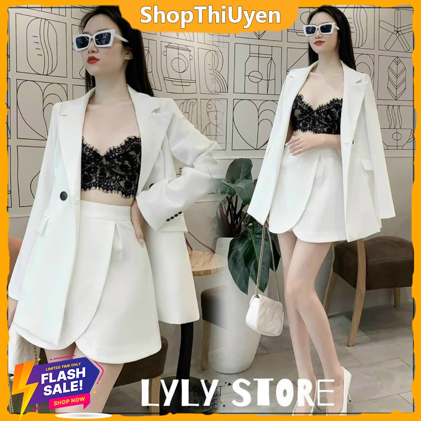 Set vest HÀn Quốc nhiều màu , set chân váy đắp chéo, áo vest tay dài form rộng, set váy sang chảnh