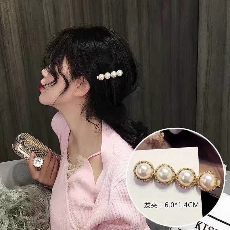 Set kẹp tóc vàng đính ngọc siêu xinh 6 món Hàn Quốc