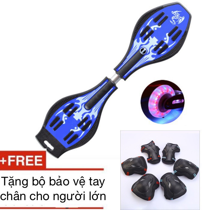 Ván trượt xoắn bánh xe đèn LED phát sáng tặng bảo vệ tay chân người lớn - Toro House 😍🥰