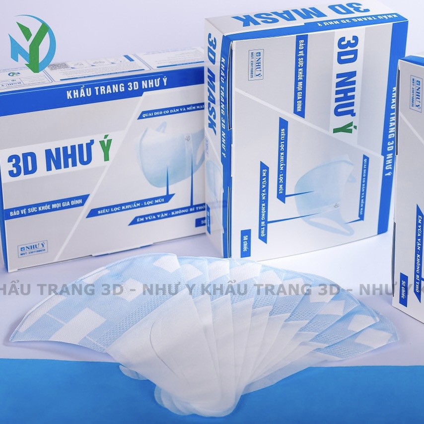 Khẩu Trang 3D Như Ý Công Nghệ Nhật Bản Giấy kháng Khuẩn- CTY Như Ý