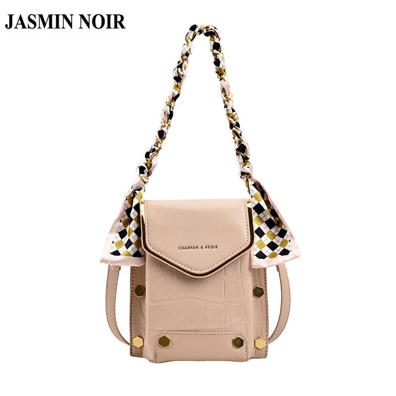 Túi xách Jasmin Noir đeo chéo vai họa tiết da cá sấu phong cách thịnh hành cho nữ