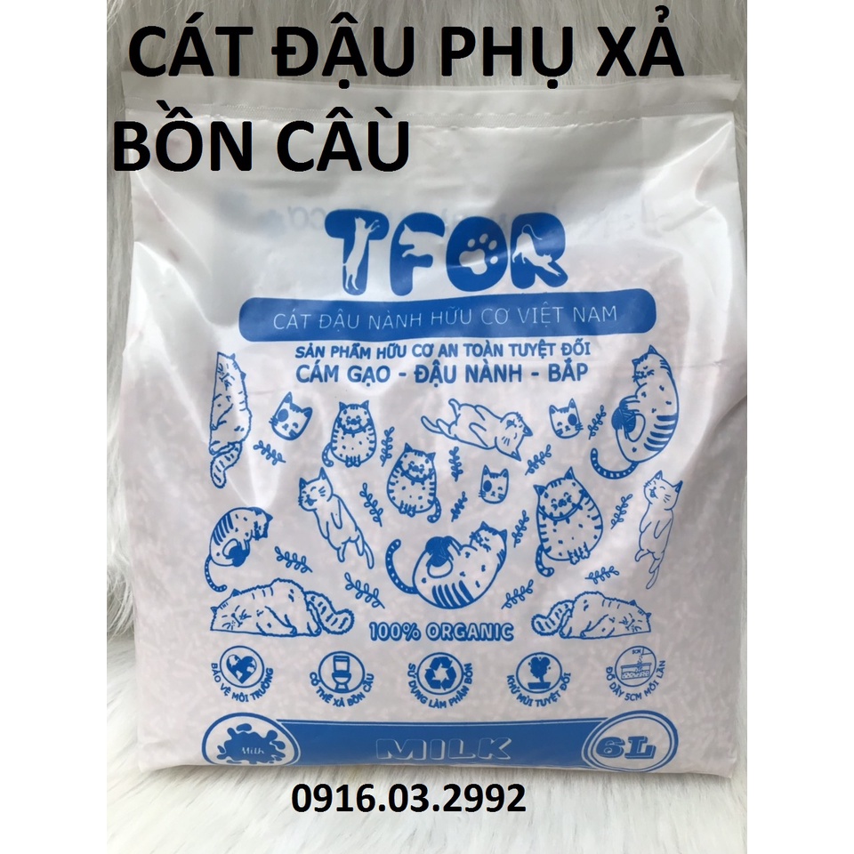 Cát đậu phụ Tfor 6L, Cát vệ sinh hữu cơ cát xả bồn