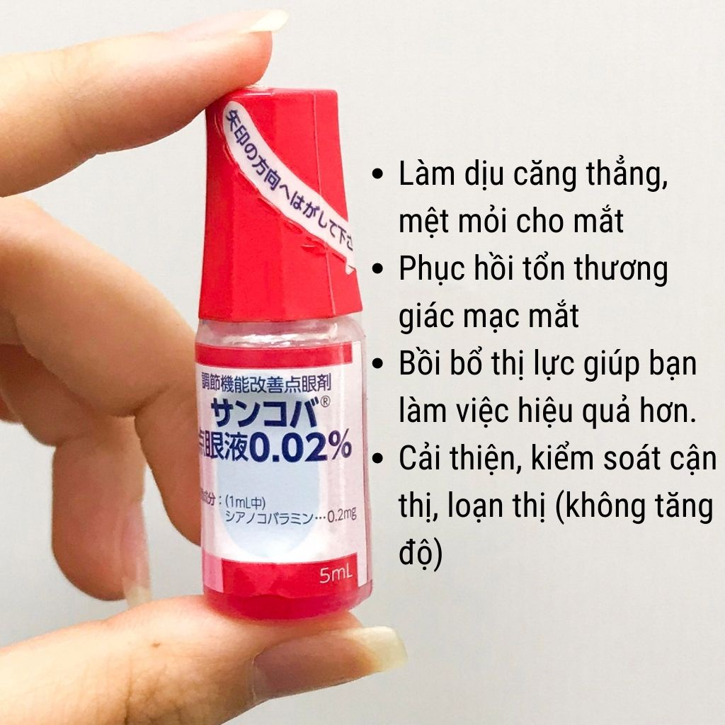 Nước nhỏ mắt SANCOBA hỗ trợ tăng cường thị lực giảm cận thị chính hãng Nhật Bản (5ml)