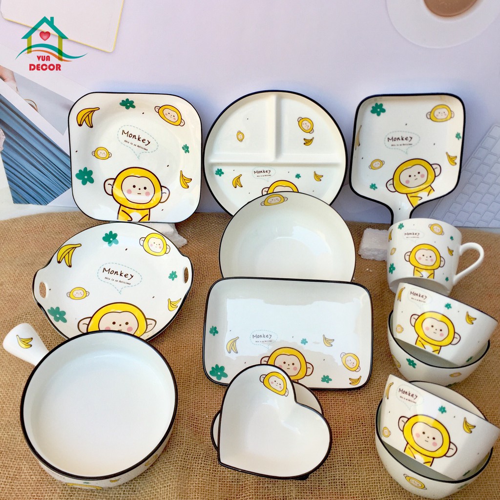 Set Bát Đĩa Decor🦒 Động Vật Cute 🦒 Siêu Dễ Thương Cao Cấp B87