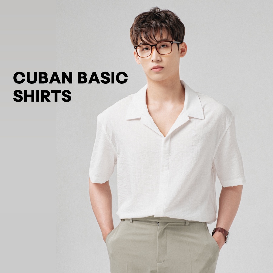 Áo sơ mi nam ngắn tay thiết kế cổ cuba SSSTUTTER vải Linen 5 màu Cuban Basic Shirt