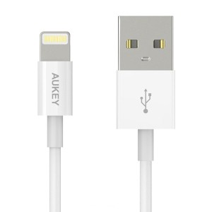 Cáp Lightning Aukey CB-D8 20cm - Chứng Chỉ Apple MFi - Màu Trắng