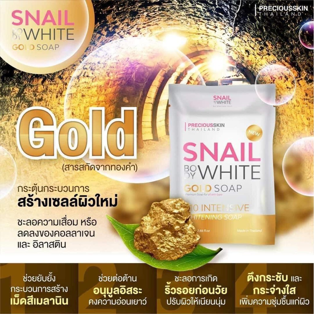 Xà Phòng Làm Trắng Da Chuyên Sâu Snail White GOLD Soap x10 Thái Lan Chính Hãng