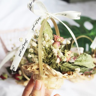 Giỏ hoa khô mini trang trí, quà tặng