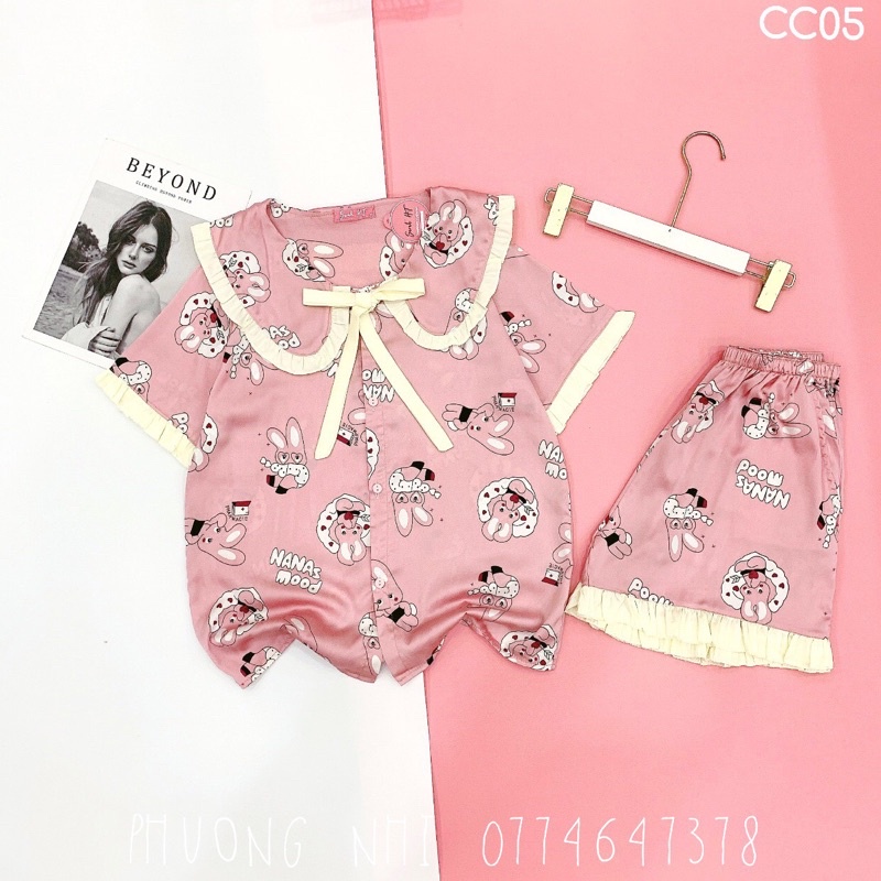 Pijama lụa SATIN cổ bèo cột nơ quần cộc cao cấp giá rẻ siêu xinh, siêu sang ạ🥰