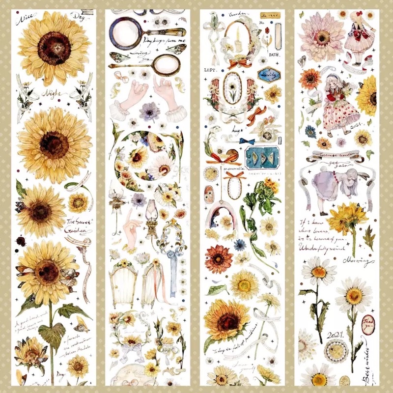(Chu kỳ) Băng dính trang trí PET tape hoạ tiết Born to the sun của BENCHU