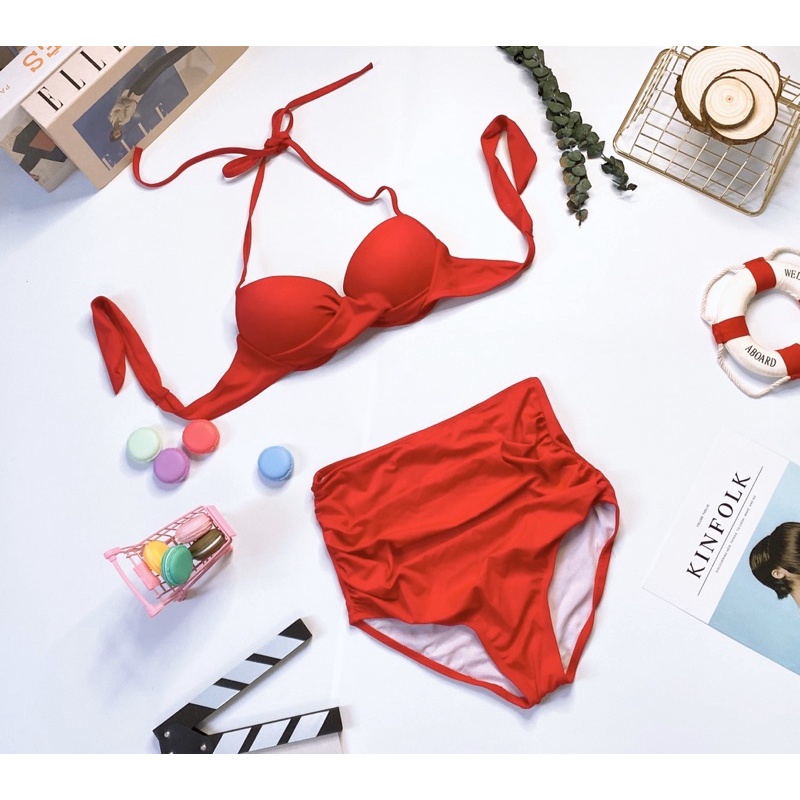 [NHIỀU MÀU] Bikini cạp cao áo cúp ngực