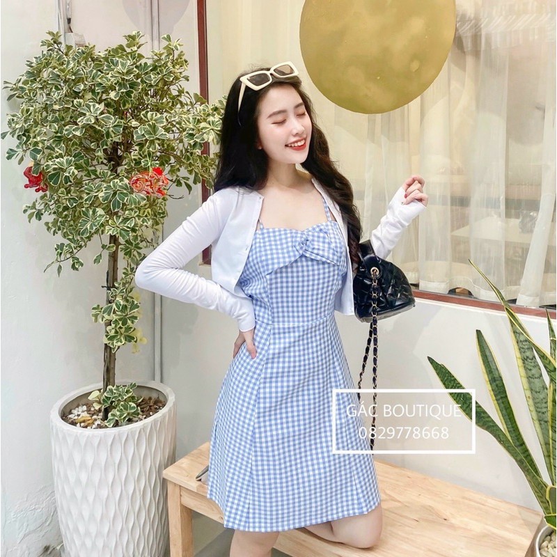 Đầm caro 🌷HÌNH THẬT 100%🌷 Set đầm caro xanh | BigBuy360 - bigbuy360.vn