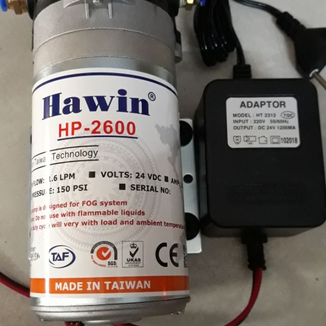 Bơm phun sương HAWIN HP_2600 phun đc 10 đến 25 béc