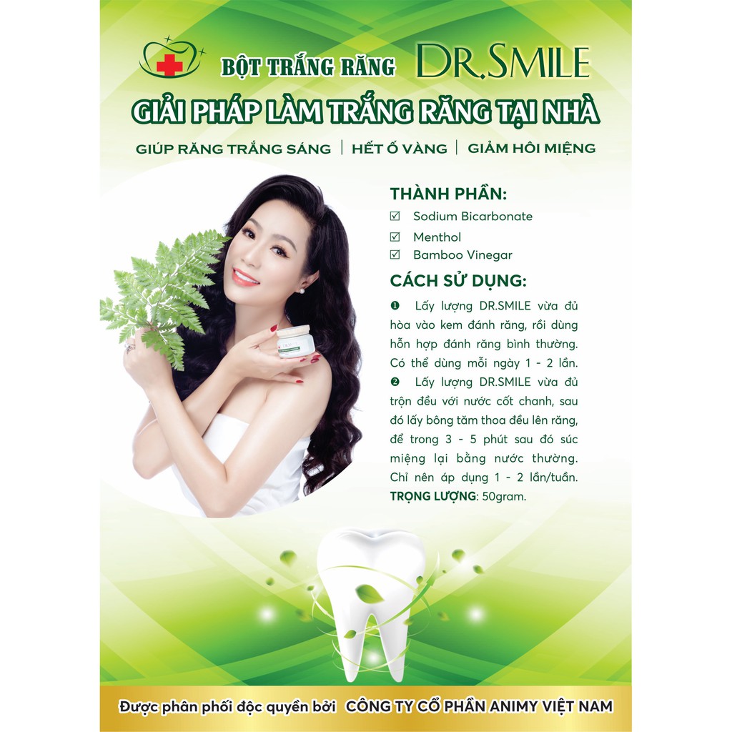 Bột Trắng Răng Dr. Smile Từ Than Tre Nhật Hết Ố Vàng, Hôi Miệng, Răng Trắng Sáng, 50g- Hà Mi mart