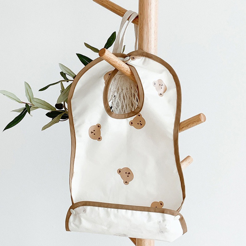 Yếm Ăn Chống Thấm Nước Chống Tràn In Họa Tiết Hoạt Hình Kèm Túi Đựng Tiện Dụng Cho Bé Sơ Sinh