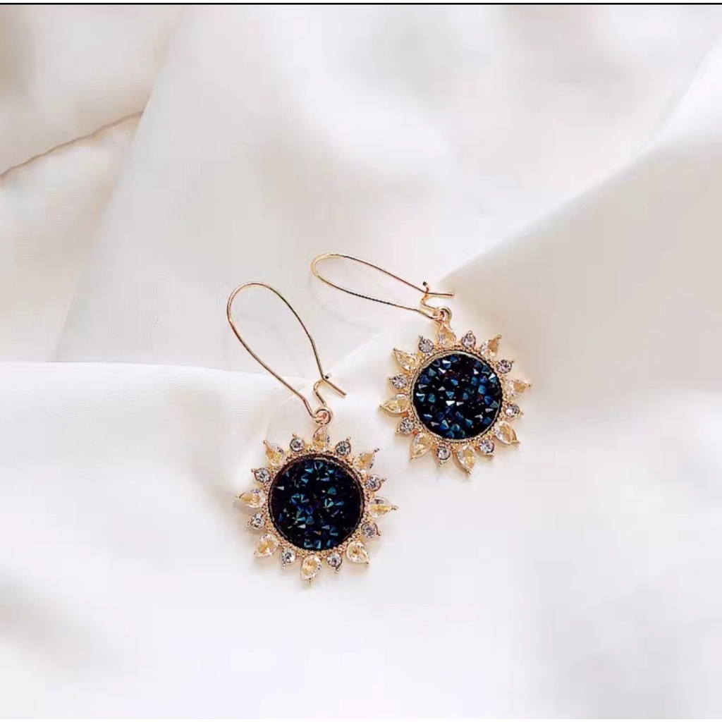 Đôi Khuyên Tai Hình Hoa Hướng Dương Đính Đá Sang Trọng Cho Nữ