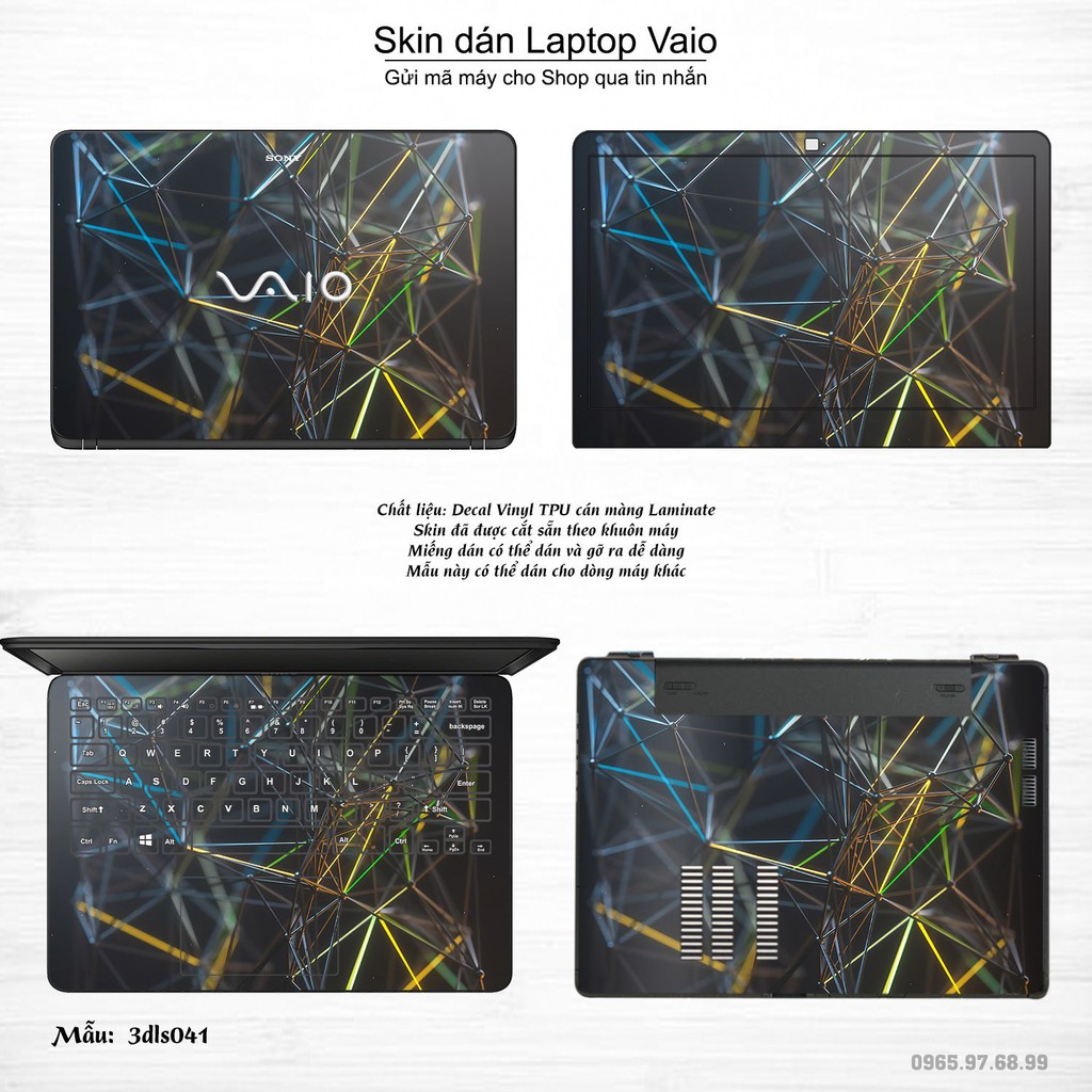 Skin dán Laptop Sony Vaio in hình 3D Green (inbox mã máy cho Shop)