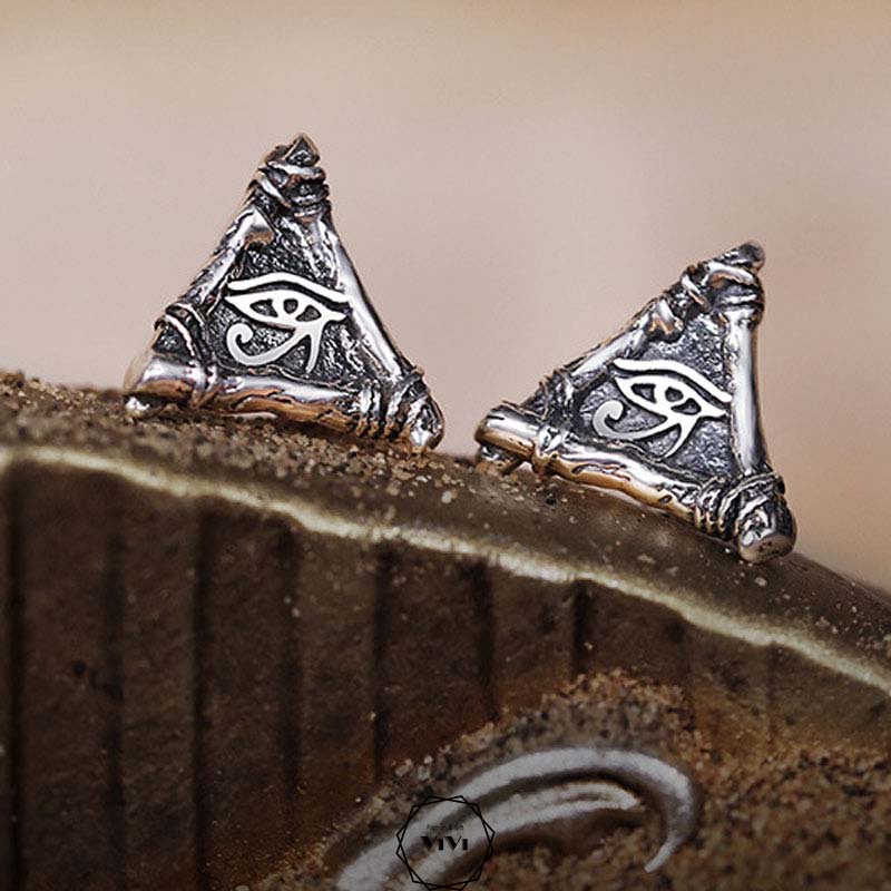 Bông tai bạc nam đôi mắt thần God’s eyes– khuyên tai bạc ViVi_Gift