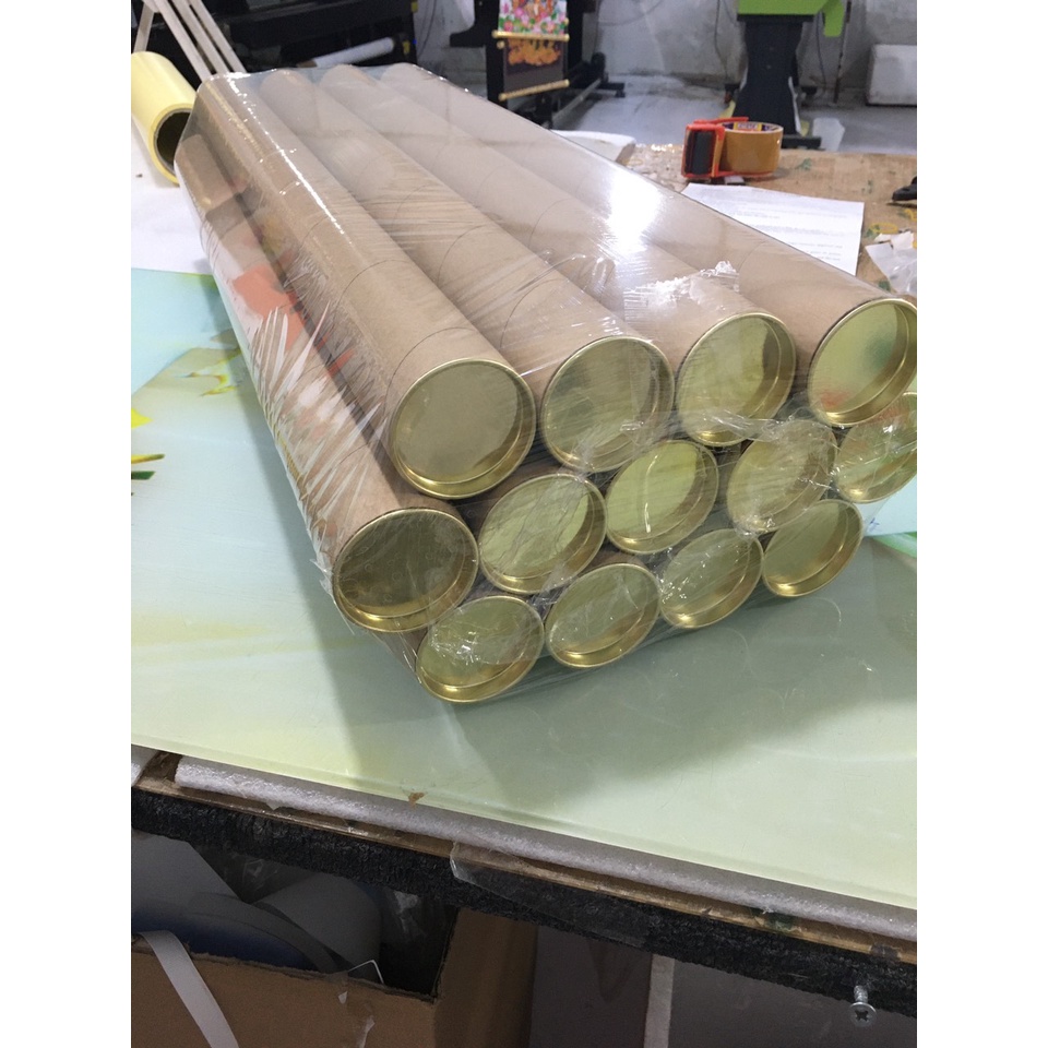Ống Giấy Tube đựng tranh liễn - poster, bản vẽ... siêu dài 128cm- đường kính 6cm - có nắp đậy 2 đầu