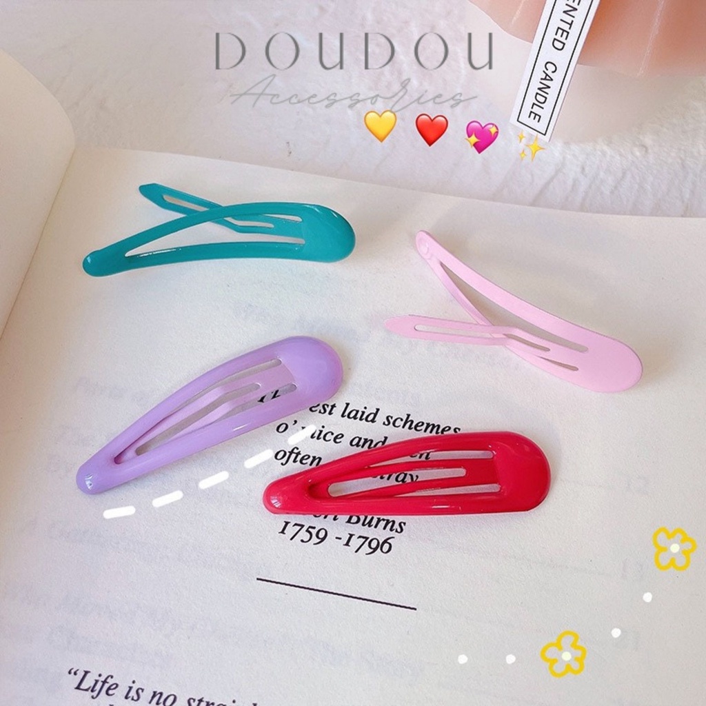 Phụ kiện kẹp tóc xinh DOUDOU Kẹp tóc mái hình elip sơn dầu cao cấp Cặp bấm mái nữ thời trang FJ010