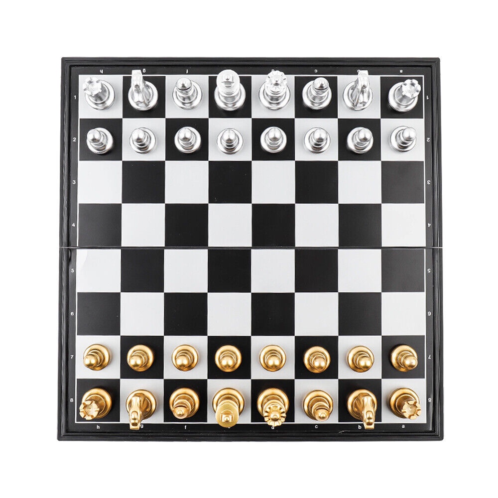 Magnetic Chess Board Medieval Chess Set Foldable Portable 32 Gold Silver Chess Pieces Quality Chess Game Toys Gifts