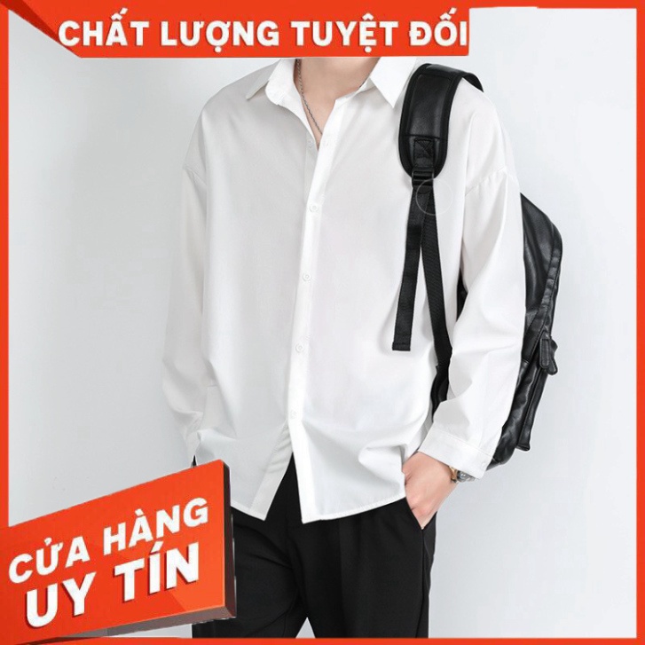 Áo sơ mi nam nữ dài tay unisex sơ mi form rộng vải lụa thái chống bai xù - Hàng nhập khẩu